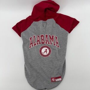 Pets‎ First Alabama Crimson Tide Dog Hoodie Large Gray Red Raglan NCAA Pet Shirt